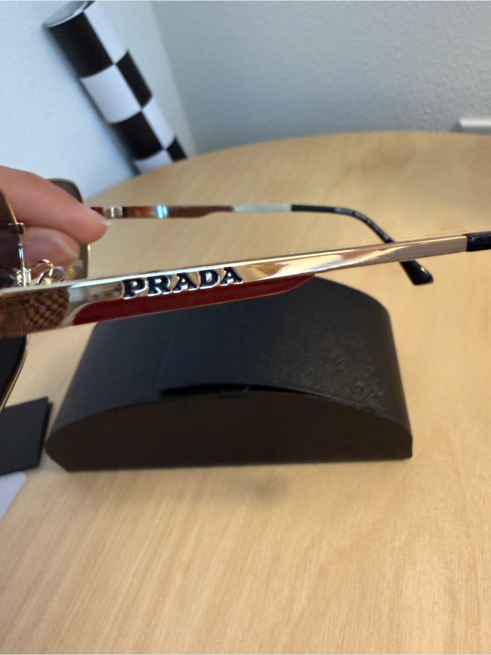 Prada Gold Frame Sunglasses with Dark Gray Lenses - Picture 3 of 6